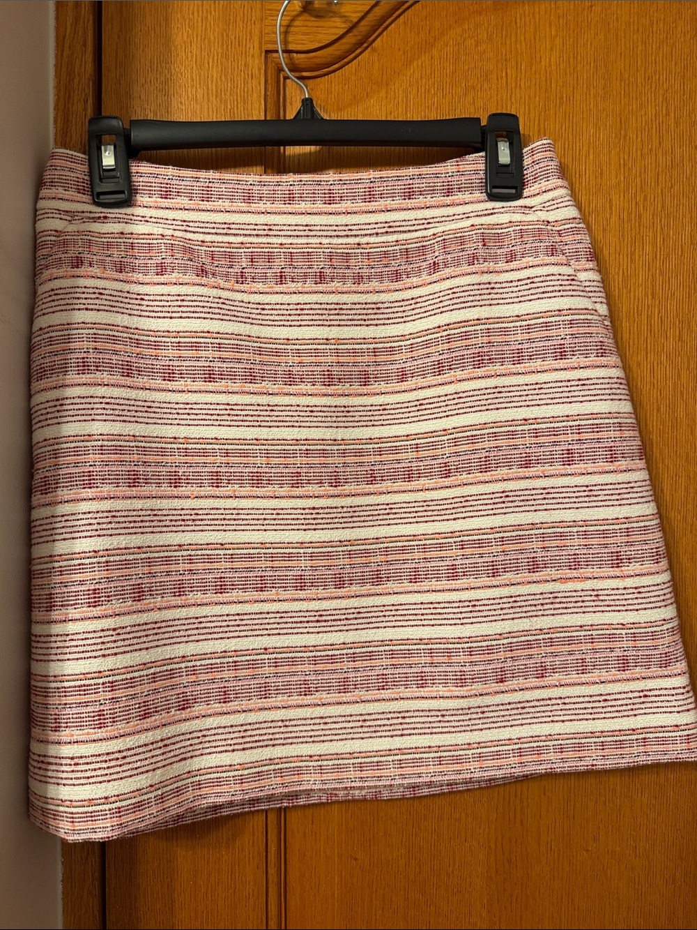 LOFT Striped Tweed Mini Skirt in Pink and Cream